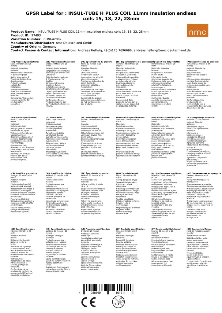 INSUL-TUBE H PLUS COIL 11mm Aislamiento continuo Coils 15, 18, 22, 28mm-0